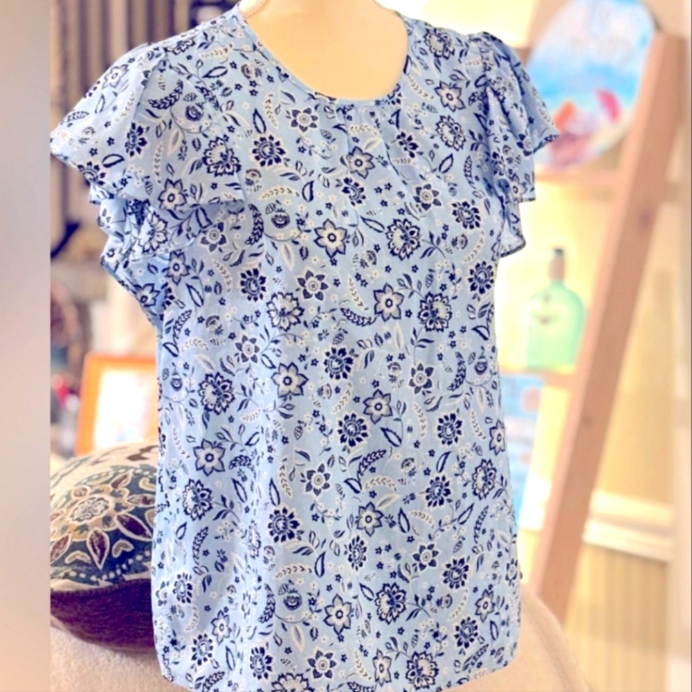 Ann Taylor Lightweight Flutter Sleeve Top, blouse